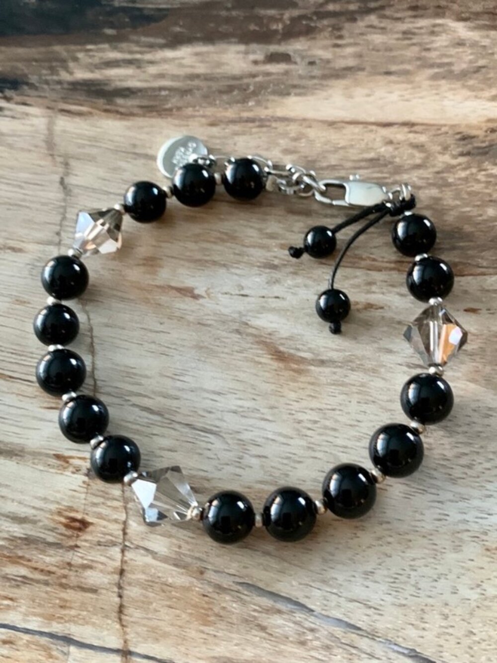 Dyrberg/Kern Kanika Black Obsidian and Swarovski crystal bracelet